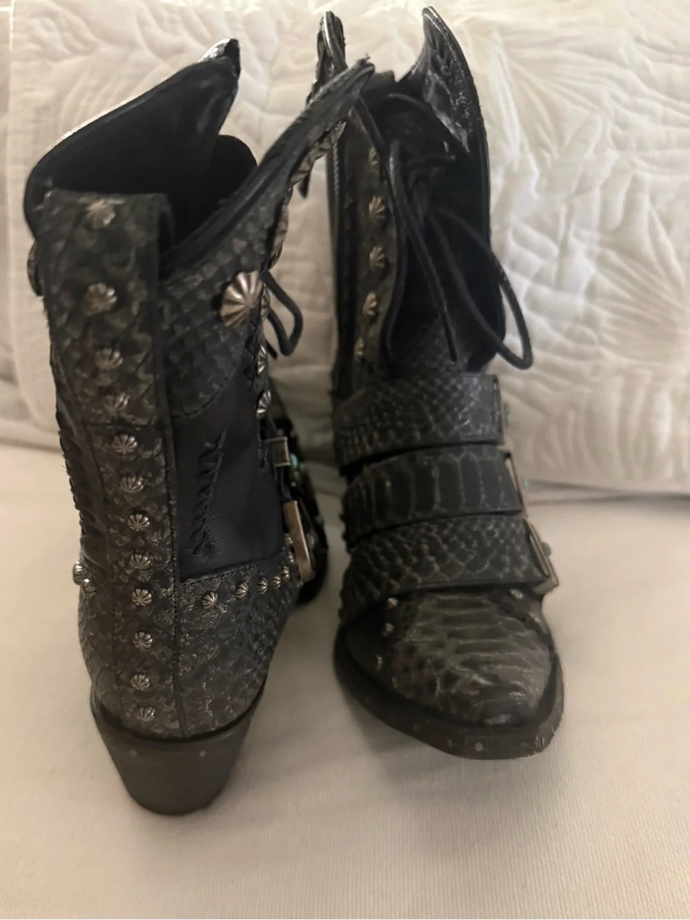 Black SHOWDOWN BOOTIE Studded Western Ankle Boots - Picture 5 of 8
